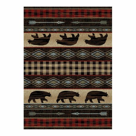 MAYBERRY RUG 7 ft. 10 in. x 9 ft. 10 in. Lodge King Bear Down Area Rug, Red LK2020 8X10
